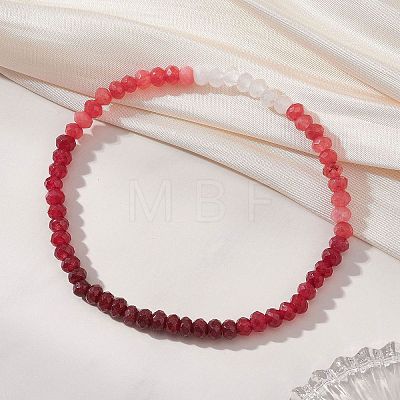 Dyed Natural Malaysia Jade Rondelle Beads Stretch Bracelets for Women BJEW-JB13042-02-1