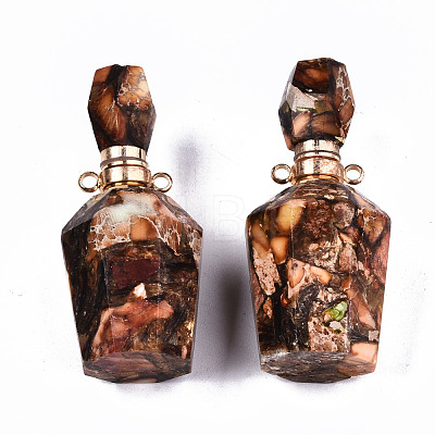 Assembled Synthetic Bronzite and Imperial Jasper Openable Perfume Bottle Pendants G-S366-058G-1