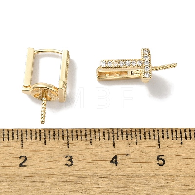 Brass Micro Pave Clear Cubic Zirconia Stud Earring Findings KK-U013-06G-1