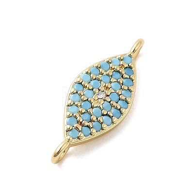 Brass Micro Pave Sky Blue and Clear Cubic Zirconia Connector Charms KK-H529-05A-G-1