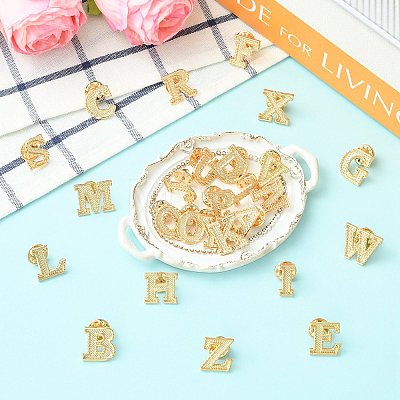 26Pcs Letter A~Z Alloy Lapel Pin Backs JEWB-CJZ0001-03KCG-1