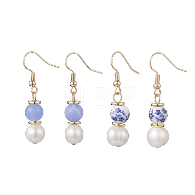 2 Pairs Round Brass Dangle Earrings EJEW-JE06878-1