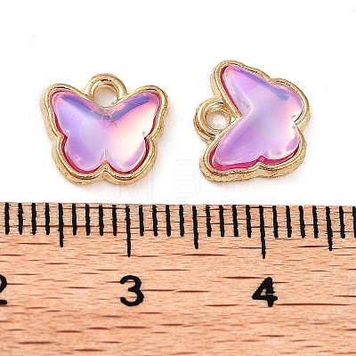 Rack Plating Alloy Glass Charms FIND-Q099-07G-1