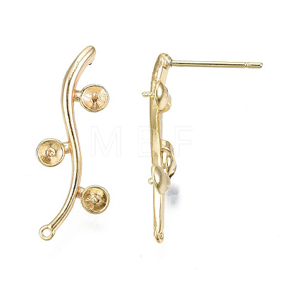 Brass Stud Earring Findings KK-T062-66G-B-NF-1