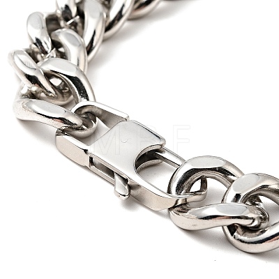 Tarnish Resistant 304 Stainless Steel Rhombus Link Bracelet with Curb Chains for Men Women BJEW-E009-22P-1