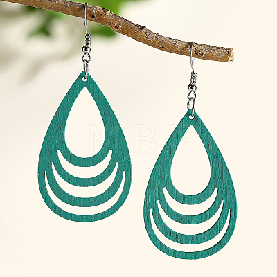 Hollow Out Teardrop Wood Dangle Earrings FS-WG56C65-04-1