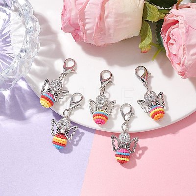 Colorful Angel Resin Pendant Decorations HJEW-JM01908-1