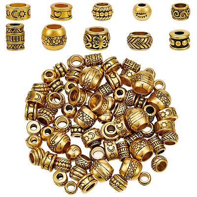 100Pcs 10 Styles Tibetan Style Zinc Alloy Beads FIND-SP0005-96-1