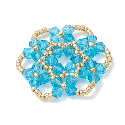 7Pcs Glass Seed Beaded Pendants PALLOY-MZ01245-1