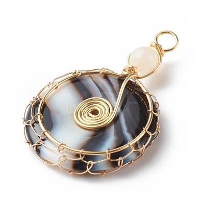 Natural Striped Agate/Banded Agate Pendants PALLOY-JF01821-01-1