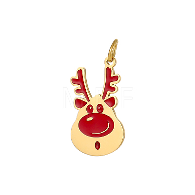Christmas 304 Stainless Steel with Red Enamel Charms SA-OY003-81G-1