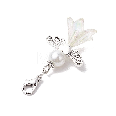 Wedding Season Angel Glass Pearl & Acrylic Pendant Decorations HJEW-JM01923-01-1