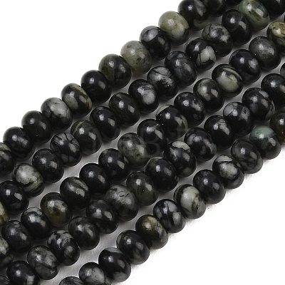 Natural Black Spot Jasper Beads Strands G-L647-D06-4x6mm-1