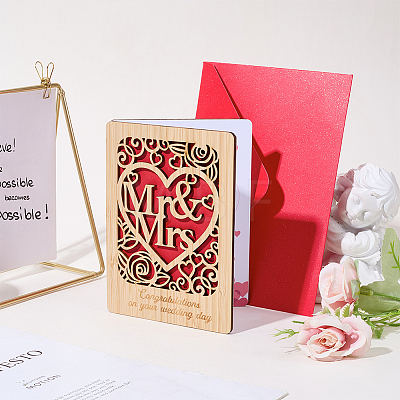 Wedding Bamboo Greeting Card AJEW-WH20060-11A-1