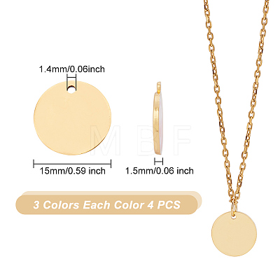 12Pcs 3 Colors 201 Stainless Steel Pendants STAS-AR0001-57-1