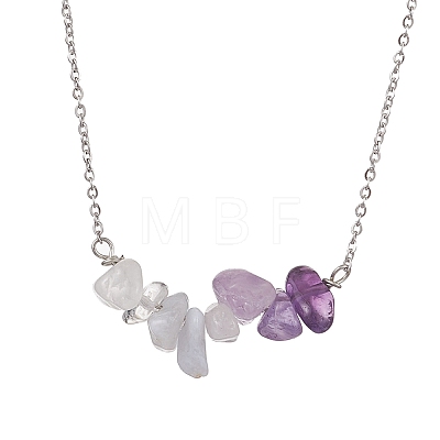 Gradient Color Gemstone Chip Pendant Necklaces NJEW-JN05073-1