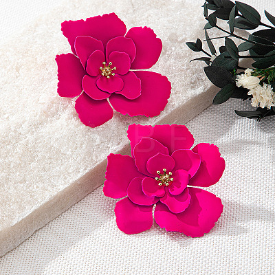 Flower Baking Paint Alloy Stud Earrings FS-WG54A10-06-1