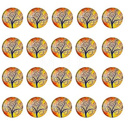 Half Round/Dome Tree Pattern Glass Flatback Cabochons for DIY Projects GGLA-YW0001-14F-1