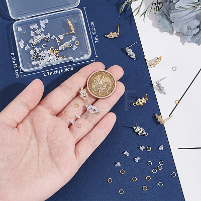 8 Pairs 2 Color Flower Shape Brass Cubic Zirconia Stud Earring Findings KK-CN0003-21-1