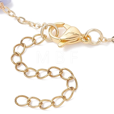 Natuarl & Synthetic Mixed Gemstone Star & Natural Freshwater Pearl Rice & Brass Link Chain Bracelet Making AJEW-JB01456-1
