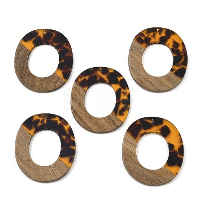 Transparwnt Resin & Walnut Wood Pendants RESI-I354-03G-1