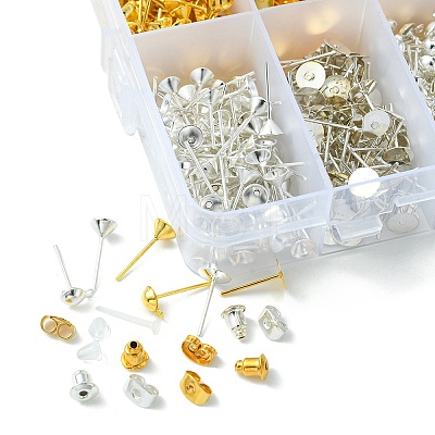 800Pcs 7 Style Iron & Plastic Stud Earring Findings DIY-YW0006-91-1