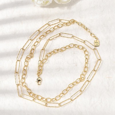 6MM Brass Double Layer Mixed Chain Necklaces NJEW-L013-04G-1