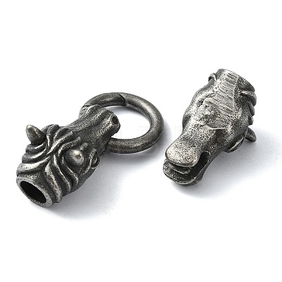 Tibetan Style 304 Stainless Steel Spring Gate Rings FIND-Z046-02AS-03-1