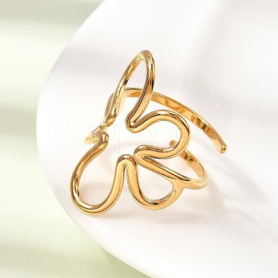 304 Stainless Steel Cuff Open Rings for Women RJEW-L342-04G-1