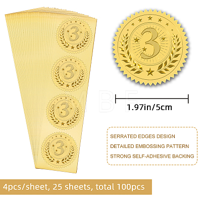 Self Adhesive Gold Foil Embossed Stickers DIY-WH0211-117-1