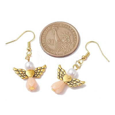 Angel Antique Golden Alloy & Resin Dangle Earrings EJEW-JE05686-08-1