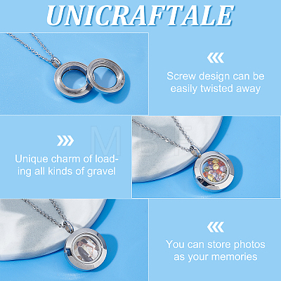 Unicraftale DIY Memory Locket Pendant Necklace Making Kit DIY-UN0003-51-1