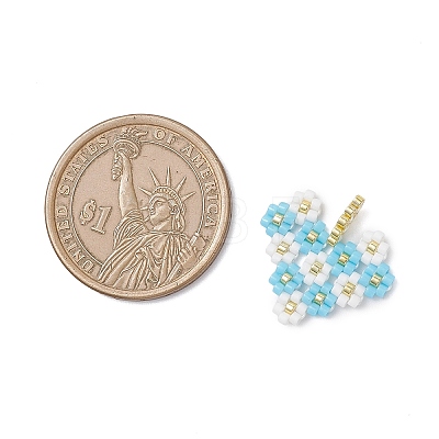 MIYUKI Glass Seed Beaded Heart with Flower Pendants PALLOY-MZ01113-03-1