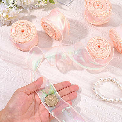 5 Rolls Flat Rainbow Color Organza Ribbon OCOR-CY0003-29B-1