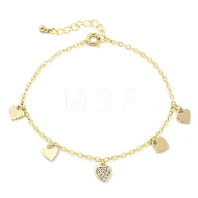 Brass Micro Pave Clear Cubic Zirconia Charm Bracelets for Women BJEW-C083-07G-1