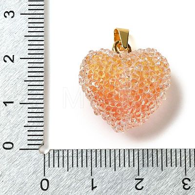 Transparent Resin Dotted Rhinetone Pendants RESI-N040-01G-04-RS-1