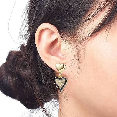 3 Pairs 3 Style Clear Cubic Zirconia Heart Dangle Stud Earrings EJEW-JE05082-1