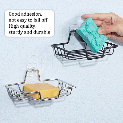 AHADERMAKER 4 Sets 2 Colors Stainless Steel Soap Dishes DIY-GA0005-27-1