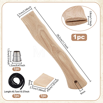 1 Set Wooden Axe Handle Replacement AJEW-PH0009-06-1