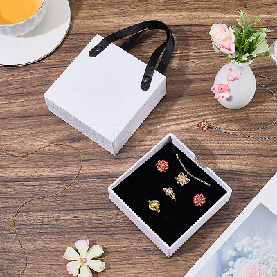 PU Leather Jewelry Set Drawer Boxes with Sponge Inside and Texture Paper Jewelry Tote Bags ABAG-CL0001-66A-1