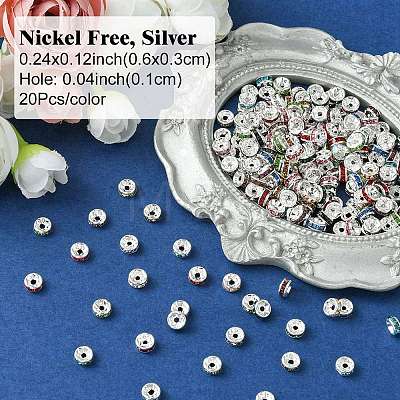 240Pcs 12 Colors Brass Grade A Rhinestone Spacer Beads KK-YW0002-34S-1