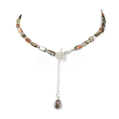 Natural Paua Shell and Brass and 304 Stainless Steel Curb Chains Necklaces NJEW-JN06197-1