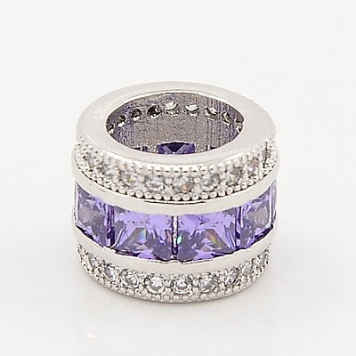 Medium Purple CZ Jewelry Findings Brass Micro Pave Cubic Zirconia Beads X-ZIRC-M015-25P-NR-1