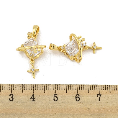 Brass Micro Pave Clear Cubic Zirconia Pendants KK-G490-01G-1