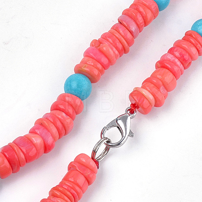 Synthetic Coral Beaded Necklaces NJEW-S414-43-1