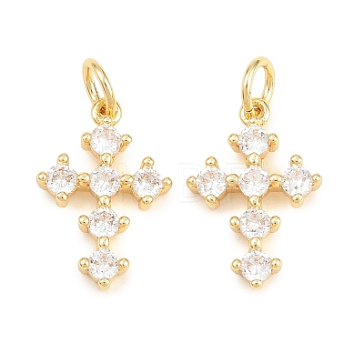 Easter Brass Micro Pave Clear Cubic Zirconia Pendants KK-P353-09G-1