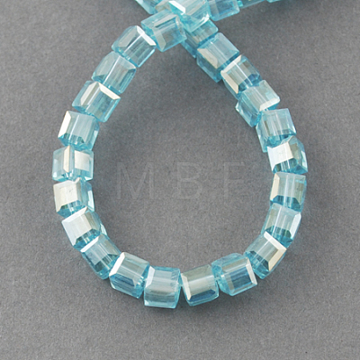 Electroplate Glass Beads Strands EGLA-R030-8x8mm-27-1