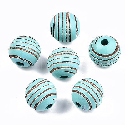 Painted Natural Wood Beads WOOD-T021-54B-06-1