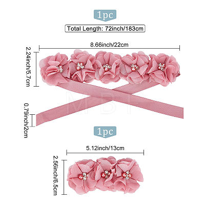 Polyester Waist Chain Belts and Headbands with Imitation Pearl DIY-WH0308-150B-1