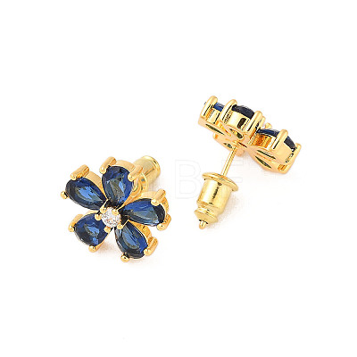 Rack Plating Brass Micro Pave Cubic Zirconia Stud Earrings EJEW-I304-07G-01-1